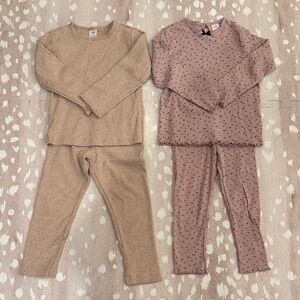 H&M Girls Ribbed Organic Cotton Lounge Sets Bundle (2) | Size 4T / 3–4Y